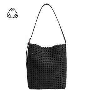 Melie Bianco Celine Large Black Nylon Mesh Tote